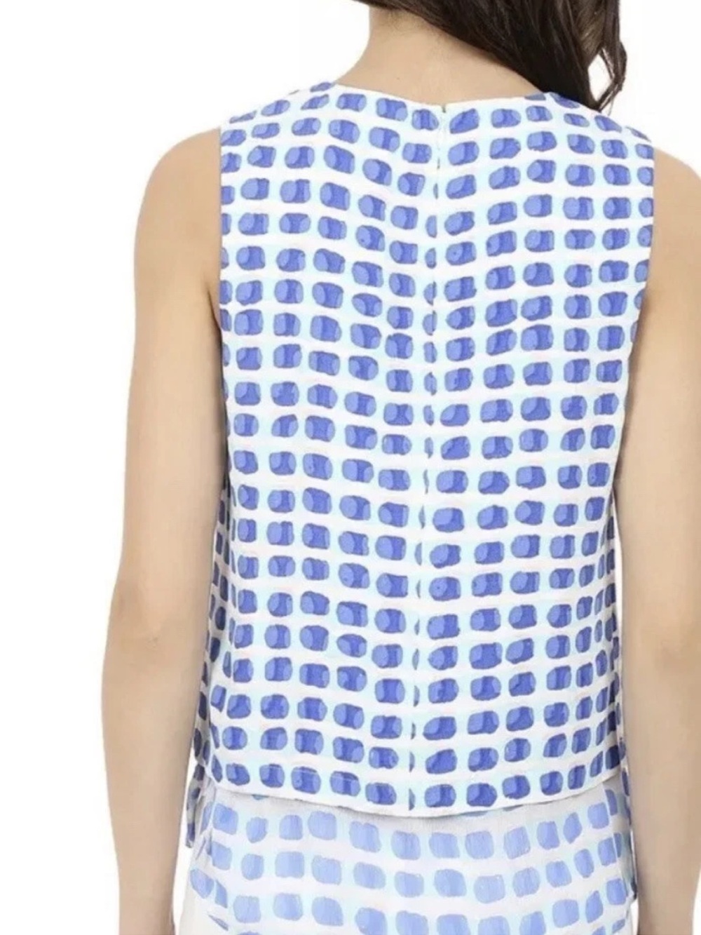 Kate Spade New York 'Island Stamp' Double Layer Blue/White Tank Top Size 8 - Picture 7 of 15